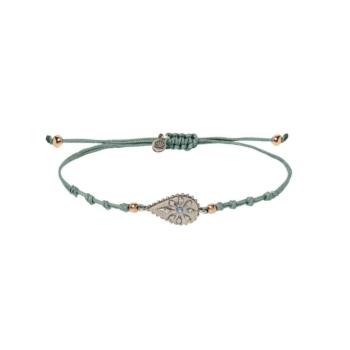 Silver sunfield bracelet and blue nylon thread, Celia Venus bracelet