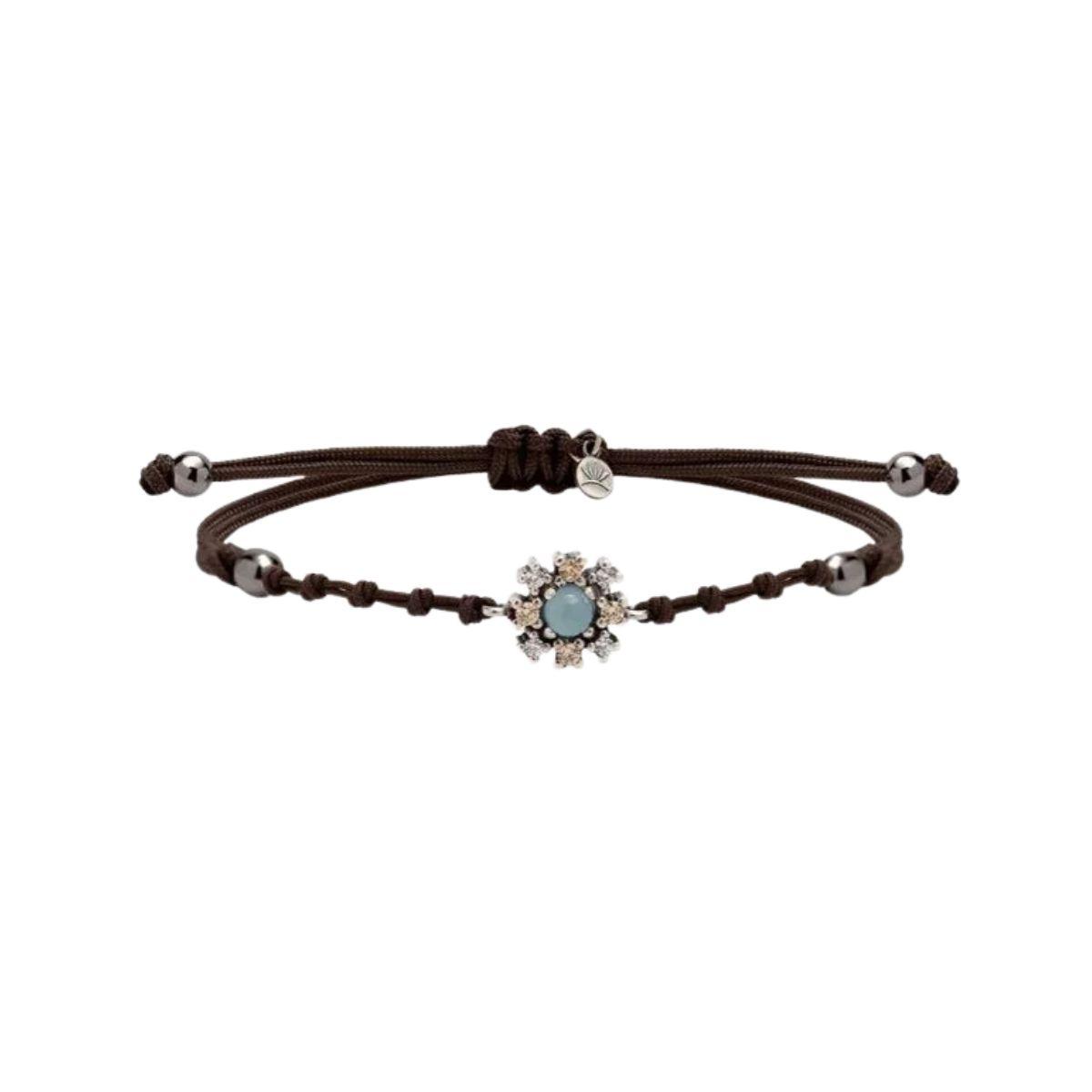 POLSERA SUNFIELD DE MACRAME AMB PEDRA D'OPAL I ZIRCONIES