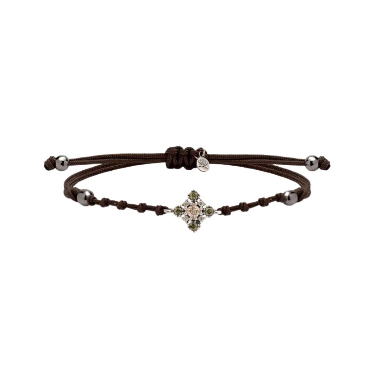 POLSERA SUNFIELD DE MACRAME AMB ZIRCONIES EN TONS VERD I CAVA