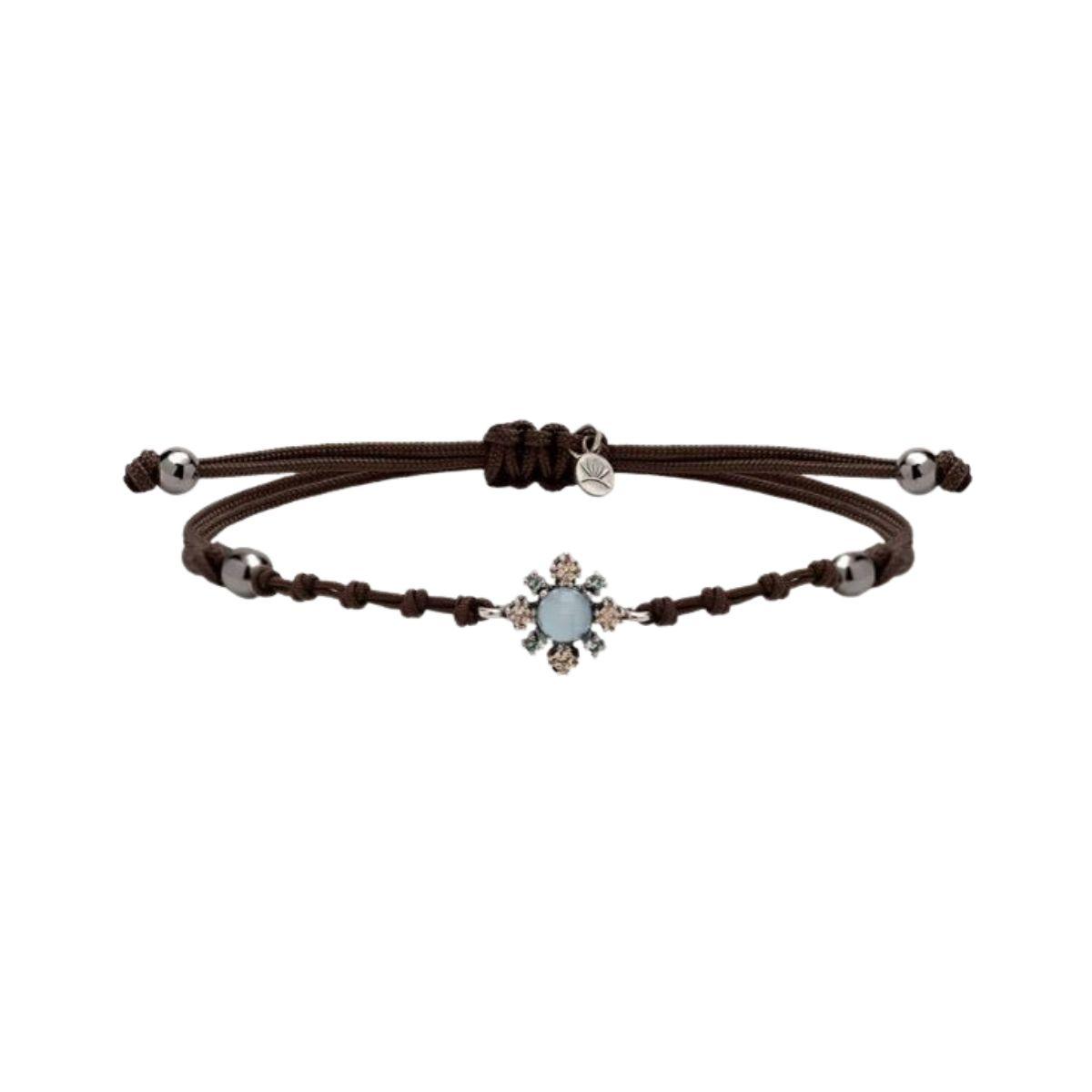 POLSERA SUNFIELD DE MACRAME AMB PEDRA DE QUARS AIGUAMARINA I ZIRCONIES