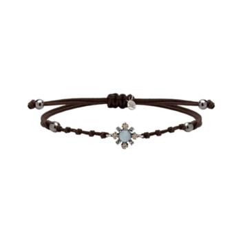 POLSERA SUNFIELD DE MACRAME AMB PEDRA DE QUARS AIGUAMARINA I ZIRCONIES
