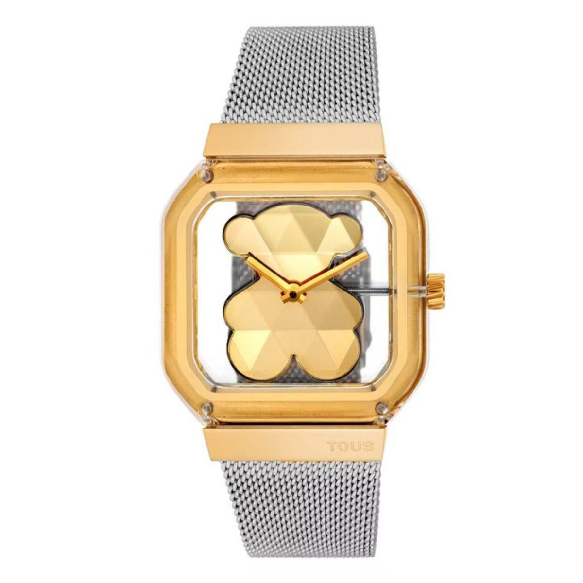 TOUS D-BEAR PARTY WATCH WITH TRANSPARENT CASE AND SILVER AND GOLD COLOR 3000143500
