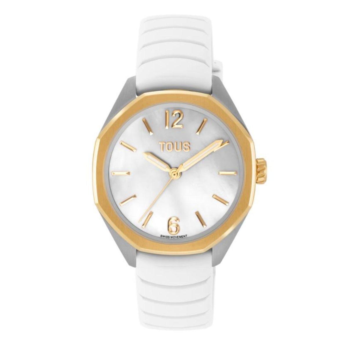 rellotge bicolor tous analògic amb esfera de mareperla i daurat. corretja de cautxú. Rellotge elegant.