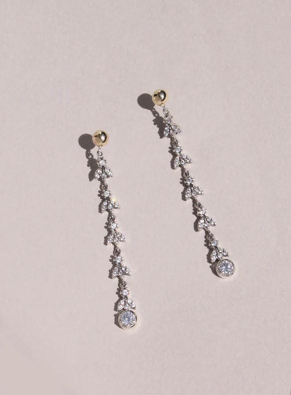 PENDIENTES DELCERRO LARGOS DE PLATA, ORO Y ESPINELA BLANCA 11179