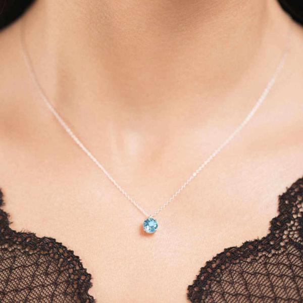 COLGANTE ORO BLANCO MUJER TOPACIO AZUL A41-MOD12BS-43:01